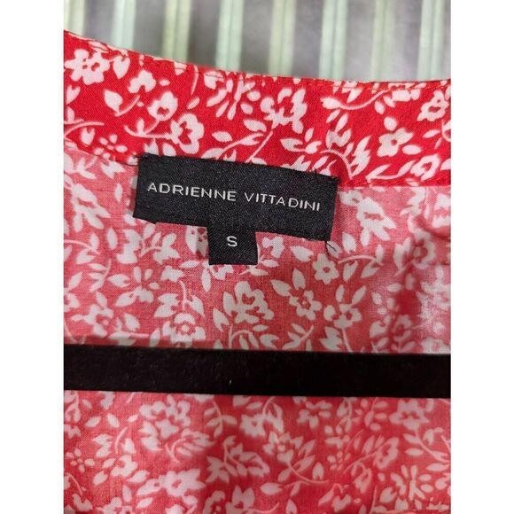 Adrienne Vittadini Red with White Flora Print Blouse Women's Size Small - Picture 3 of 6